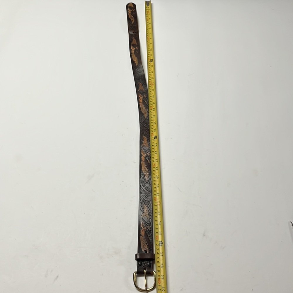 Vintage Wrangler bald eagle detailed leather belt - Picture 6 of 10